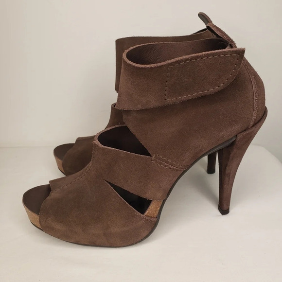 Pedro Garcia Platform Leather Peep Toe Crossover Brown (Size 40.5) - Picture 6 of 17